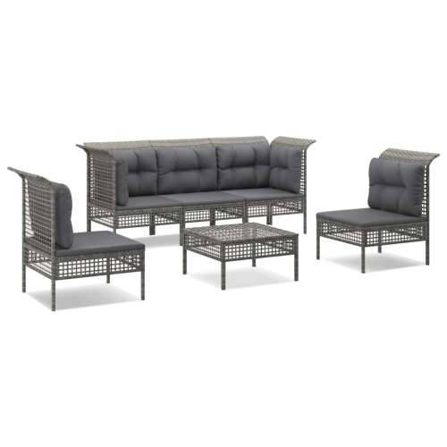 6-dijelna vrtna garnitura od poliratana s jastucima siva - 2x corner + 3x middle + footrest 1 Cijena