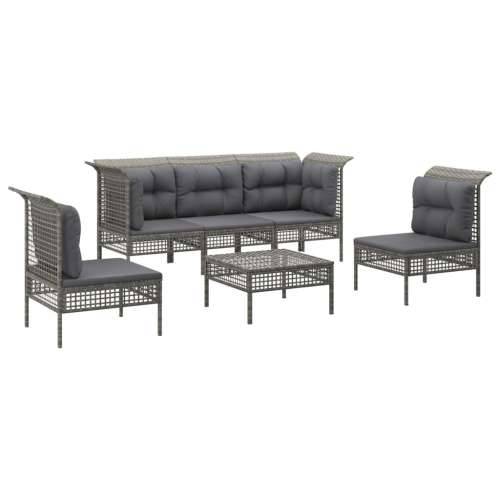 6-dijelna vrtna garnitura od poliratana s jastucima siva - 2x corner + 3x middle + footrest 1 Cijena