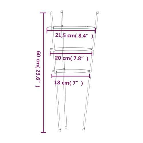 Kolci za vrtne biljke s 3 prstena 5 kom zeleni 60 cm čelični - 21.5 x 60 cm 5 Cijena