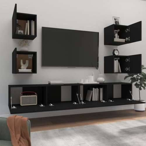 6-dijelni set TV ormarića crni od konstruiranog drva - Crna 6 100 cm Cijena