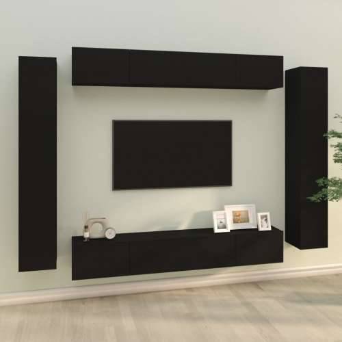 8-dijelni set TV ormarića crni od konstruiranog drva - Crna 8 100 cm Cijena