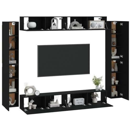 8-dijelni set TV ormarića crni od konstruiranog drva - Crna 8 100 cm Cijena