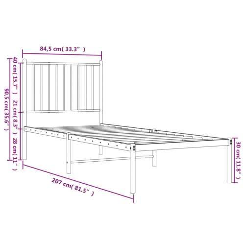 Metalni okvir za krevet s uzglavljem crni 80x200 cm Cijena