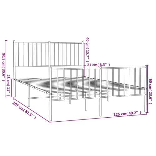 Metalni okvir kreveta uzglavlje i podnožje crni 120x200 cm Cijena