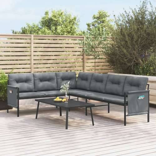 Kutna vrtna sofa antracit od čelika i tekstilena - 230 x 168 x 65 cm 1 Cijena