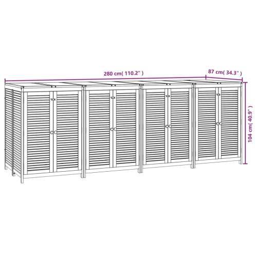 Vrtna kutija za pohranu 280x87x104 cm od masivnog drva bagrema - 280 x 87 x 104 cm Cijena