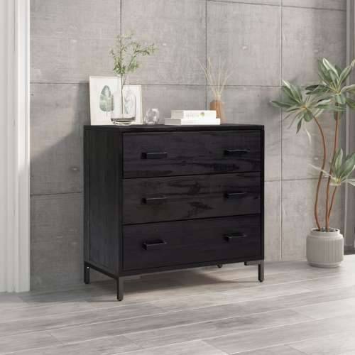 Ladičar crni 75 x 35 x 70 cm od masivne borovine - Crna 1 Cijena