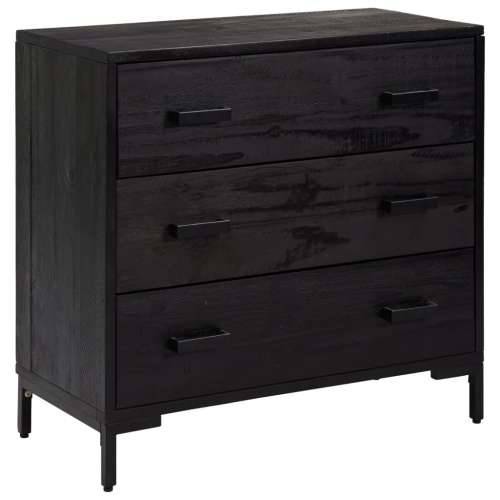 Ladičar crni 75 x 35 x 70 cm od masivne borovine - Crna 1 Cijena