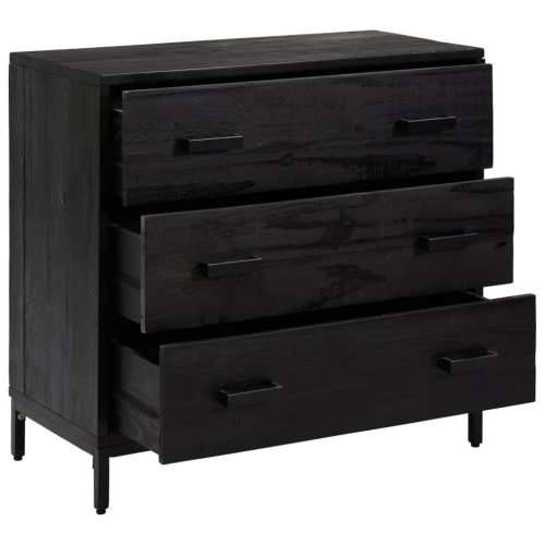 Ladičar crni 75 x 35 x 70 cm od masivne borovine - Crna 1 Cijena