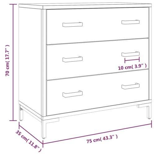 Ladičar crni 75 x 35 x 70 cm od masivne borovine - Crna 1 Cijena