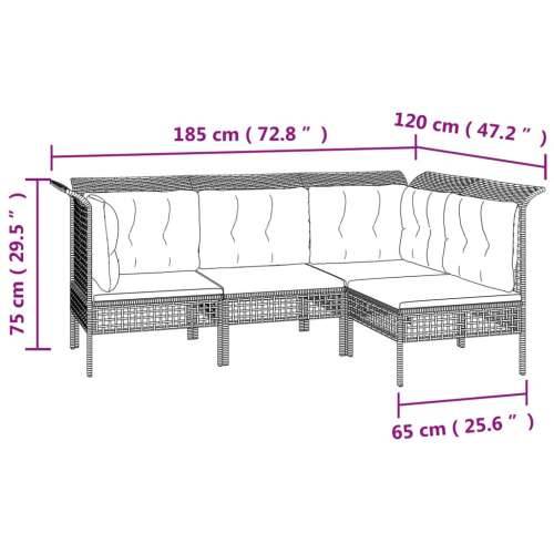 9-dijelna vrtna garnitura od poliratana s jastucima siva - 4 x kutna + 4 x srednja + tabure 1 Cijena