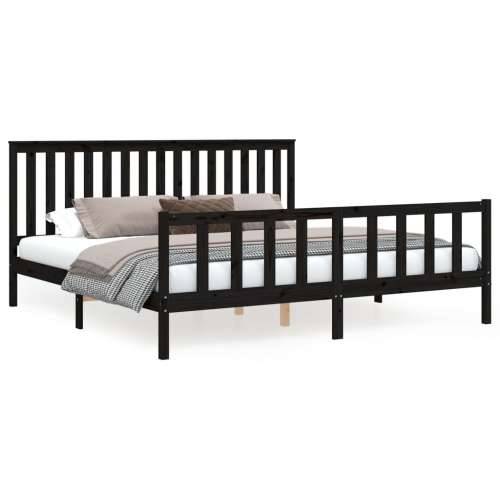 Okvir za krevet s uzglavljem crni 200 x 200 cm masivna borovina - Crna 200 x 200 cm Cijena