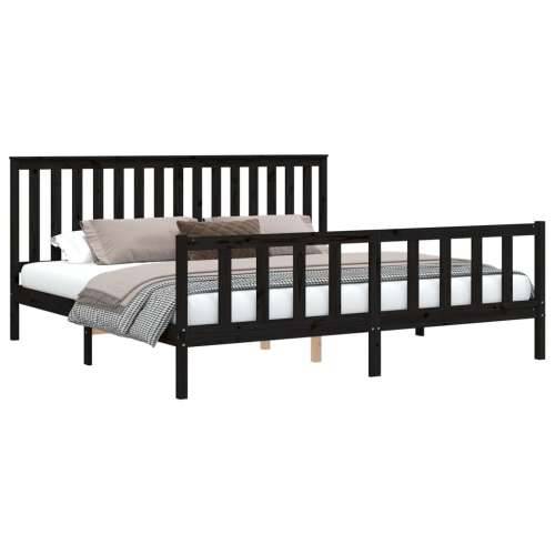 Okvir za krevet s uzglavljem crni 200 x 200 cm masivna borovina - Crna 200 x 200 cm Cijena