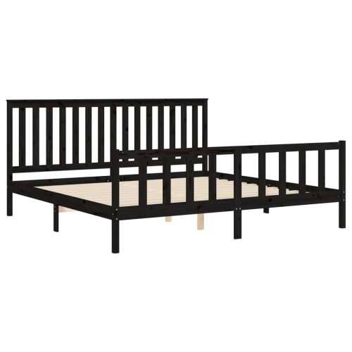 Okvir za krevet s uzglavljem crni 200 x 200 cm masivna borovina - Crna 200 x 200 cm Cijena