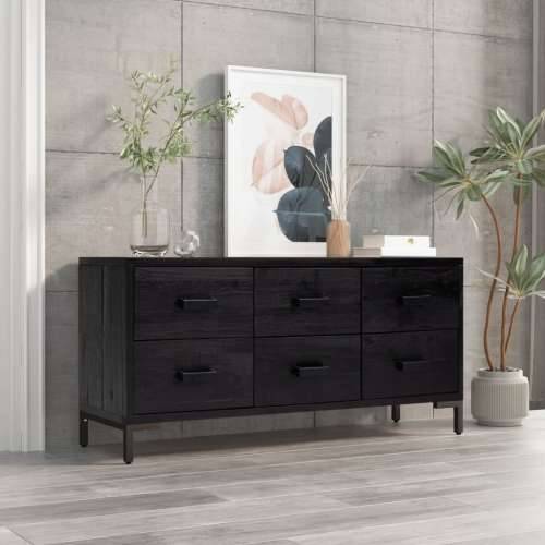 Klupa za pohranu crna 110 x 30 x 45 cm od masivne borovine - Crna 1 Cijena