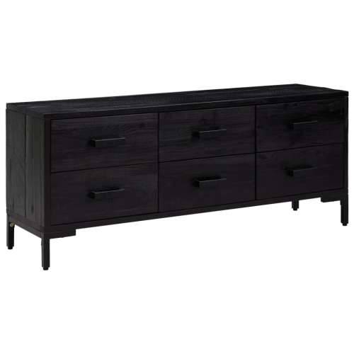 Klupa za pohranu crna 110 x 30 x 45 cm od masivne borovine - Crna 1 Cijena