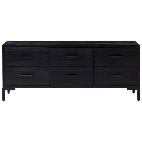Klupa za pohranu crna 110 x 30 x 45 cm od masivne borovine - Crna 1 Cijena