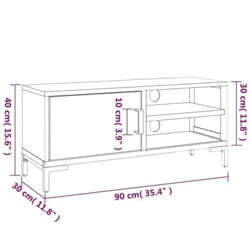 TV ormarić crni 90 x 30 x 40 cm od masivne borovine - Crna 90 x 30 x 40 cm 1 Cijena