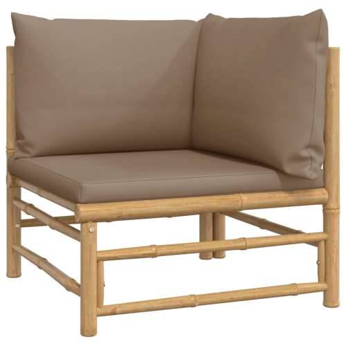 Kutne vrtne sofe s smeđesivim jastucima 2 kom od bambusa Cijena