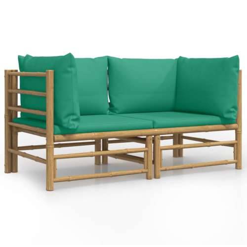 Kutne vrtne sofe s zelenim jastucima 2 kom od bambusa Cijena