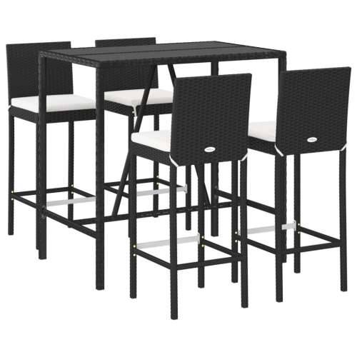 5-dijelni vrtni barski set od poliratana s jastucima crni - Crna Dužina stola 110 cm 4 Cijena