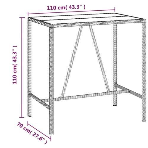 5-dijelni vrtni barski set od poliratana s jastucima crni - Crna Dužina stola 110 cm 4 Cijena