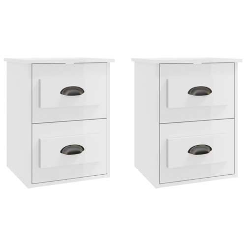 Zidni noćni ormarići 2 kom visoki sjaj bijeli 41,5x36x53 cm - Visoko sjajno bijela 2 Cijena