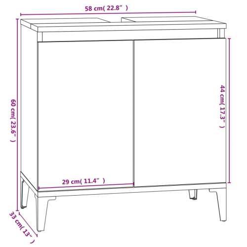 Ormarić za Lavabo - Umivaonik boja dimljenog hrasta 58x33x60 cm drveni - Dimljeni hrast 1 Cijena