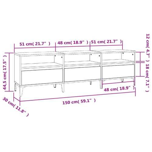 TV ormarić boja betona 150x30x44,5 cm od konstruiranog drva - Beton siva 1 150 cm 30 cm Cijena