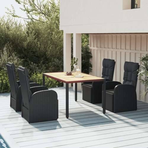 Vrtna garnitura - 5-dijelni vrtni blagovaonski set crni poliratan i drvo bagrema - 150 x 90 x 75 cm 5 Cijena