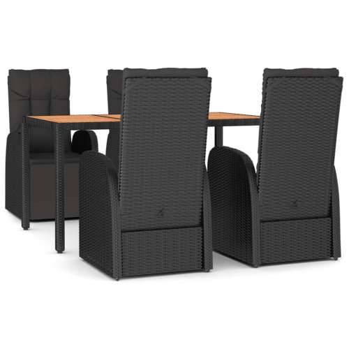 Vrtna garnitura - 5-dijelni vrtni blagovaonski set crni poliratan i drvo bagrema - 150 x 90 x 75 cm 5 Cijena