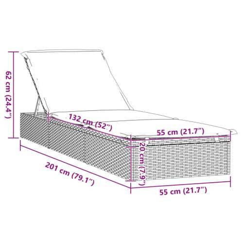 Ležaj za sunčanje 1 kom s jastukom sivi 201x55x62 cm poliratan - Siva 1 Cijena