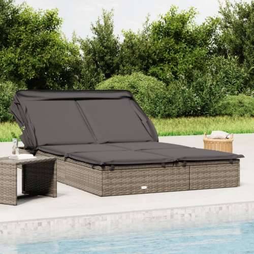 Ležaj za sunčanje za 2 osobe sivi 213 x 118 x 97 cm poliratan - Siva 1 Cijena
