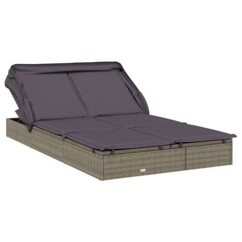 Ležaj za sunčanje za 2 osobe sivi 213 x 118 x 97 cm poliratan - Siva 1 Cijena
