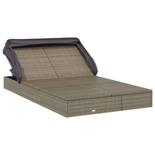 Ležaj za sunčanje za 2 osobe sivi 213 x 118 x 97 cm poliratan - Siva 1 Cijena