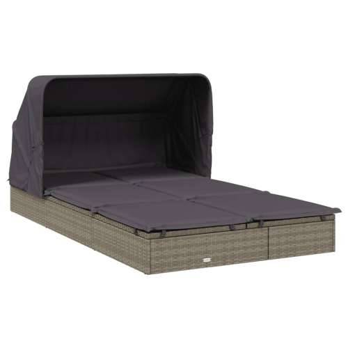 Ležaj za sunčanje za 2 osobe sivi 213 x 118 x 97 cm poliratan - Siva 1 Cijena