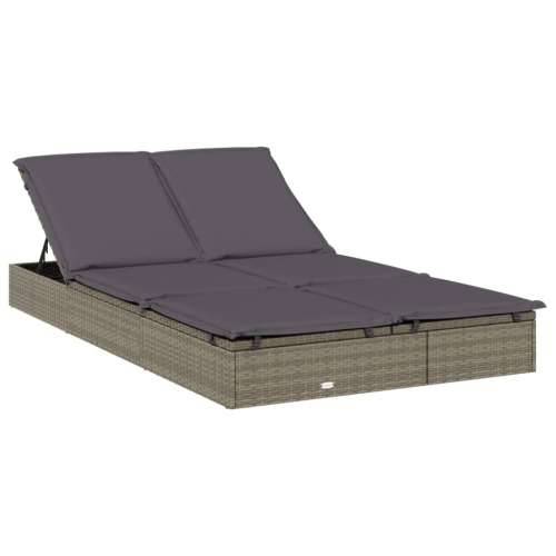Ležaj za sunčanje za 2 osobe sivi 213 x 118 x 97 cm poliratan - Siva 1 Cijena