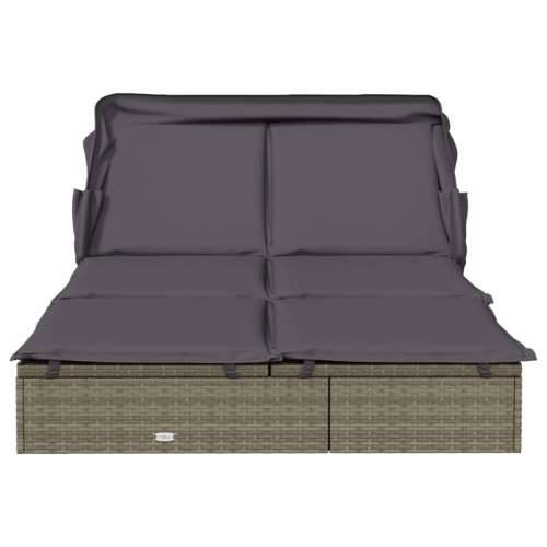 Ležaj za sunčanje za 2 osobe sivi 213 x 118 x 97 cm poliratan - Siva 1 Cijena