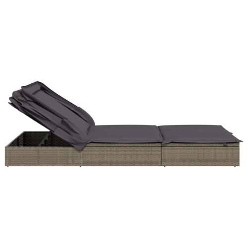 Ležaj za sunčanje za 2 osobe sivi 213 x 118 x 97 cm poliratan - Siva 1 Cijena