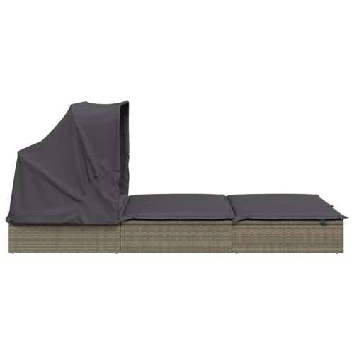 Ležaj za sunčanje za 2 osobe sivi 213 x 118 x 97 cm poliratan - Siva 1 Cijena