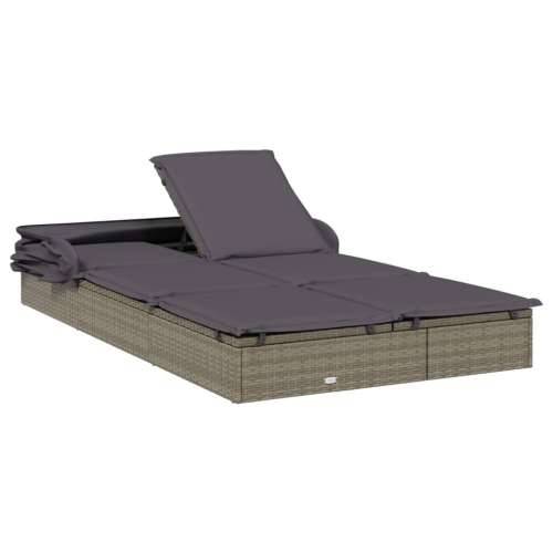 Ležaj za sunčanje za 2 osobe sivi 213 x 118 x 97 cm poliratan - Siva 1 Cijena