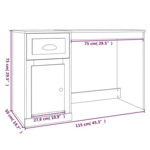 Radni stol s ladicom siva boja betona 115 x 50 x 75 cm drveni Cijena