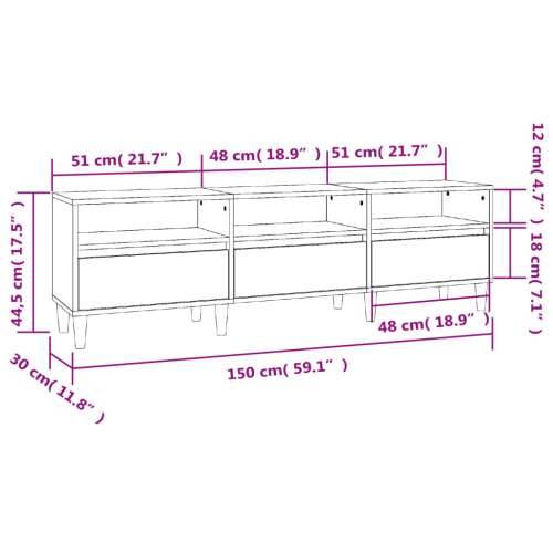 TV ormarić bijeli 150x30x44,5 cm od konstruiranog drva - Bijela 1 150 cm 30 cm Cijena