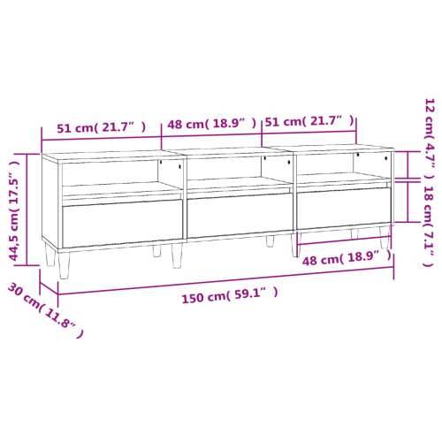 TV ormarić boja dimljenog hrasta 150x30x44,5 cm - Dimljeni hrast 1 150 cm 30 cm Cijena