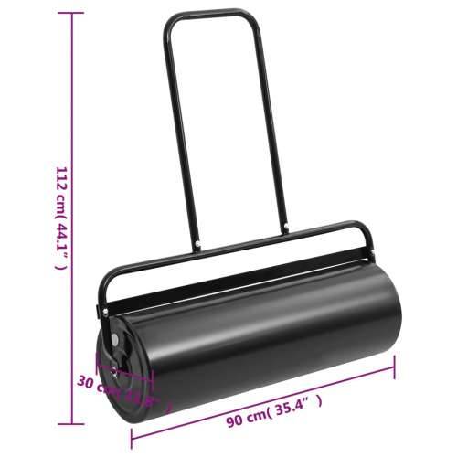 Vrtni valjak za travnjak s ručkom crni 63 L od željeza i čelika - Crna 30 x 90 cm 1 S ručkom Cijena