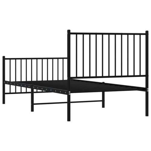 Metalni okvir kreveta uzglavlje i podnožje crni 90x190 cm Cijena