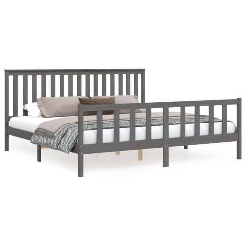 Okvir za krevet s uzglavljem sivi 200 x 200 cm masivna borovina - Siva 200 x 200 cm Cijena