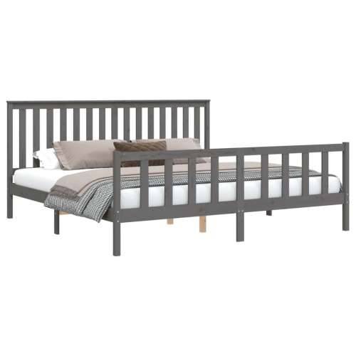 Okvir za krevet s uzglavljem sivi 200 x 200 cm masivna borovina - Siva 200 x 200 cm Cijena