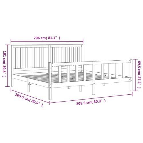 Okvir za krevet s uzglavljem sivi 200 x 200 cm masivna borovina - Siva 200 x 200 cm Cijena