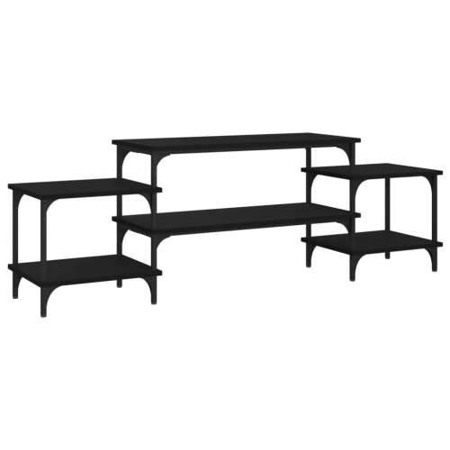 TV ormarić crni 157 x 35 x 52 cm od konstruiranog drva - Crna 1 157 cm Cijena